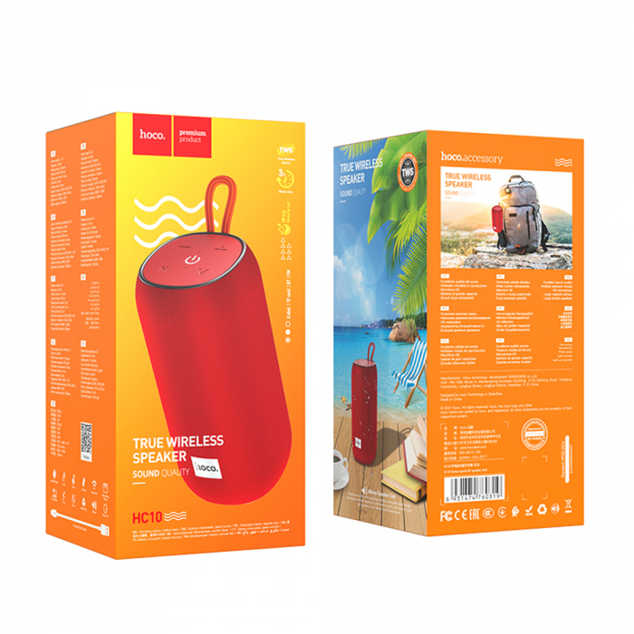 Boxa wireless portabila Hoco HC10, 5W, 1200mAh, rosu [4]