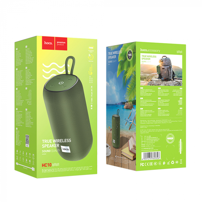 Boxa wireless portabila Hoco HC10, 5W, 1200mAh, verde [3]