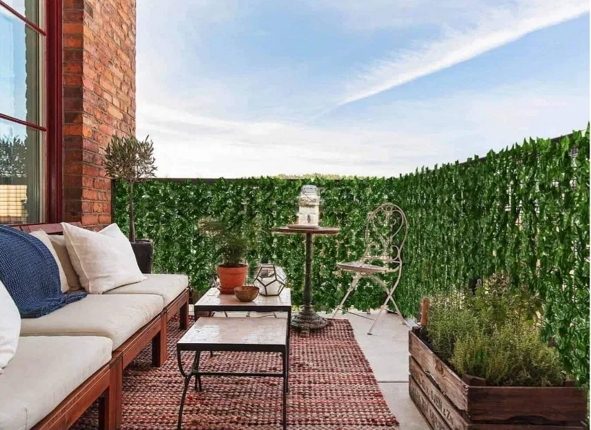 Gard artificial verde cu frunze, 300x100cm [4]