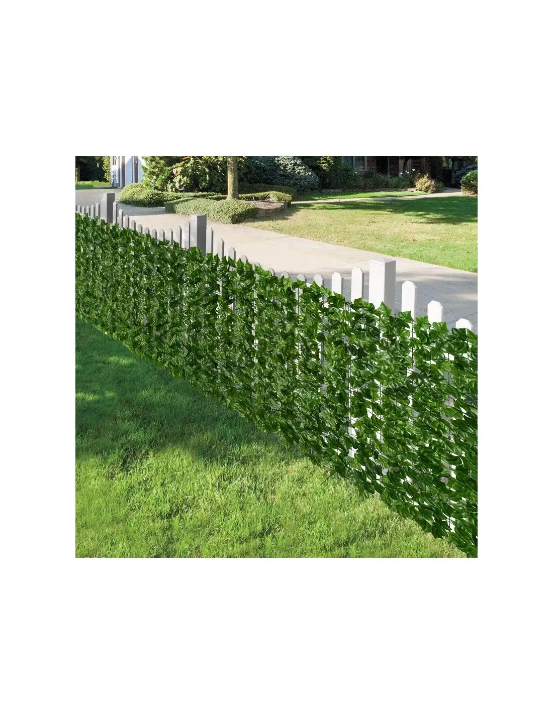 Gard artificial verde cu frunze, 300x100cm [6]