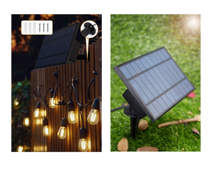 Ghirlandă Decorativă cu Panou Solar Decorativă 10m – 10 Becuri LED Filament Edison, Solar+USB, IP65, 3000K [2]