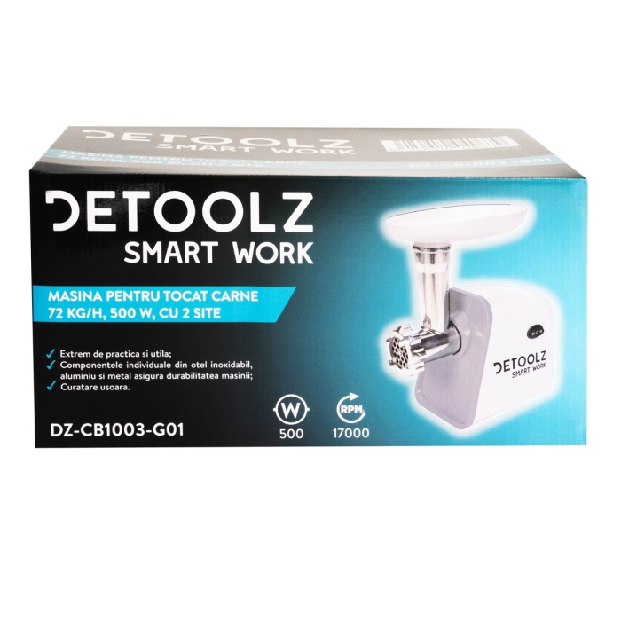Masina de tocat carne Detoolz, 500W, 72 kg/h cu 2 site [3]