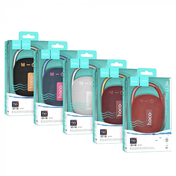 Mini boxa Bluetooth TWS Hi-Fi Hoco HC17 cu holder curea, gri [4]