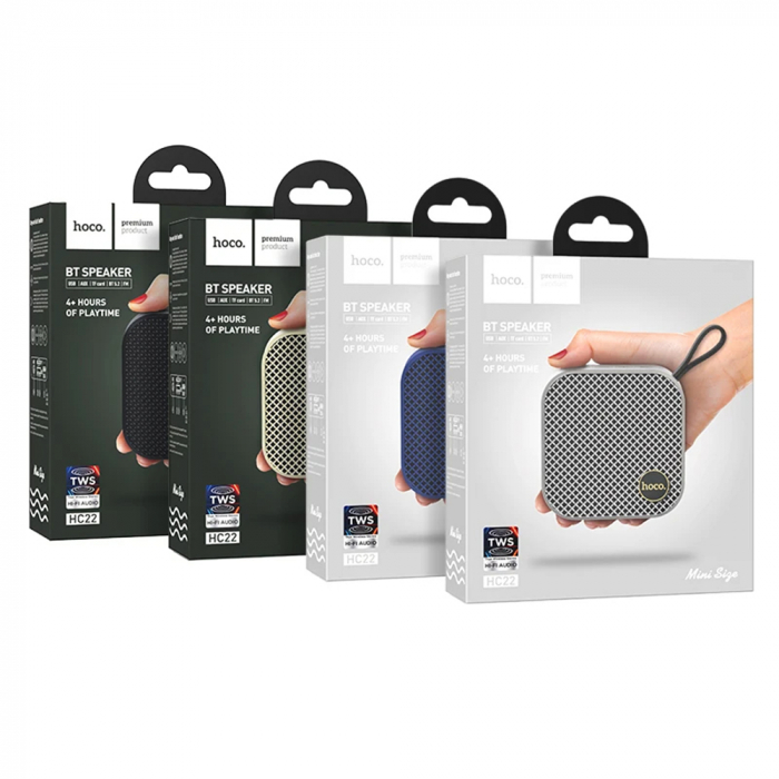 Mini boxa wireless Bluetooth, TWS, Hi-Fi Hoco HC22, negru [5]
