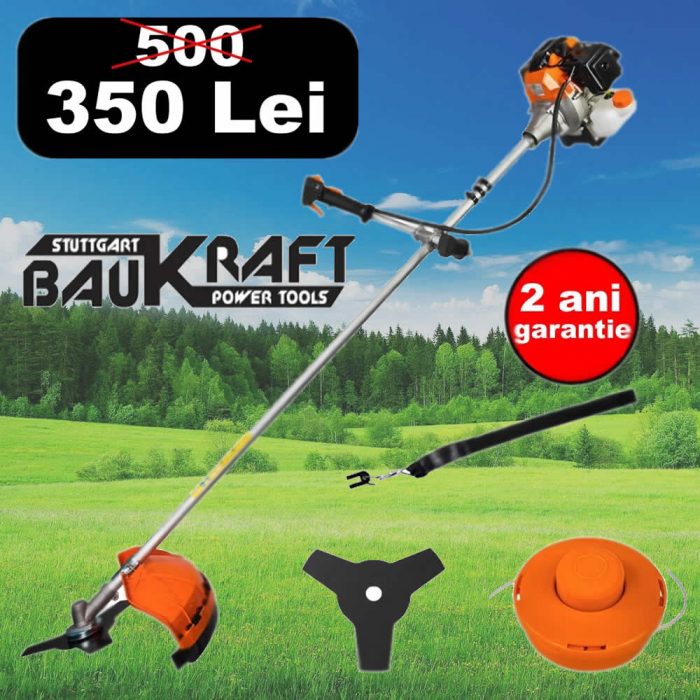 Motocoasa Baukraft cu lama si fir 2,04 CP/1.5 kw, 42.7 cm³, 255 mm lațime tăiere, benzina [2]