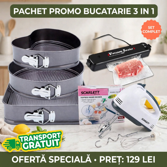 Pachet Promo mixer 260W, aparat de vidat + set tavi prajituri [2]