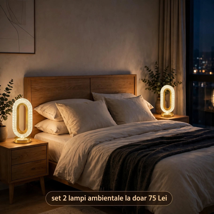 Set 2 x Lampa Diamond, Touch, USB, 3 moduri iluminare [3]
