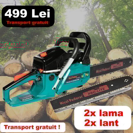     Gradinarit - Drujba Micul Padurar 5200 52CC 2.7CP 8500RPM 2 lame16" si 2 lanturi, pornire rapida