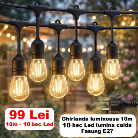 Produse - Ghirlanda luminoasa, lumina calda, interconectabila 10m 10Led