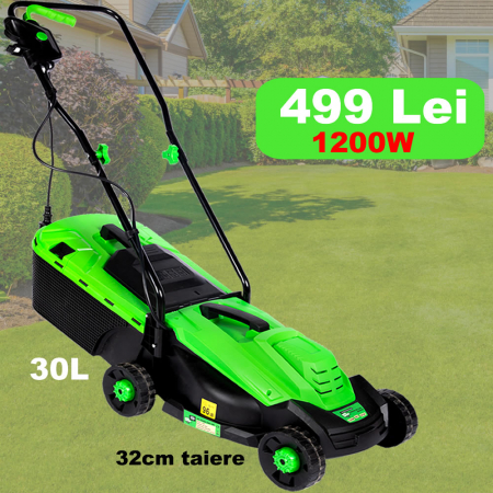 Trimmere electrice - Masina de tuns gazon, 1.2 kW, 32 cm, 30L