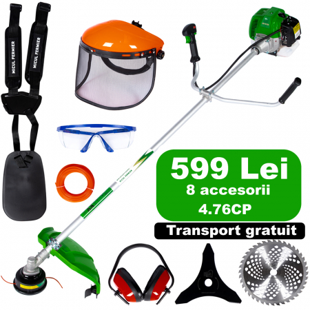     Gradinarit - Motocositoare pe benzina 712 cu 8 accesorii 3.5kW 4.76CP Micul Fermier