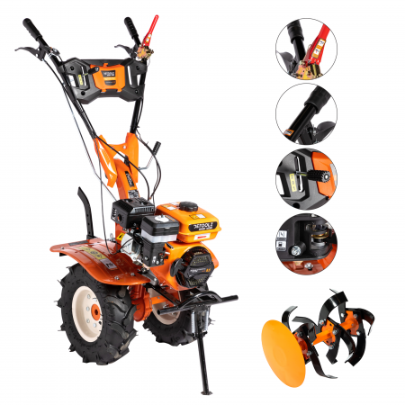 Motocultor Detoolz 8.5cp 212cc, benzina 4T, 3 viteze, pornire manuala, cu roti [1]