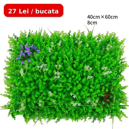 Produse - Panou Artificial cu Frunze și Accente Florale, 40x60 cm
