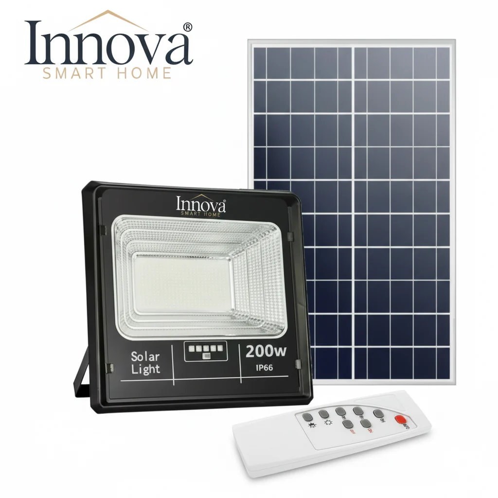 Proiectoare solare - Proiector Solar Innova 200W , IP66 , Indicator Batarie , Telecomanda , 6500k - Innova