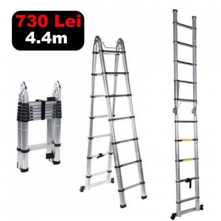 Scara telescopica dubla 4.4m - 14 trepte [0]