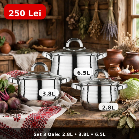 Set oale - Set 3 cratite inox 2.8L, 3.8L, 6.5L SW06A