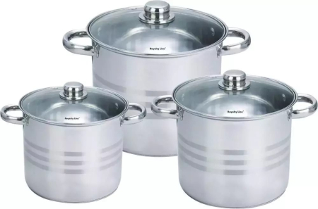 Casa&Bricolaj - Set 3 oale otel inoxidabil Cheffinger 11L, 13L, 16L, fund 3 straturi