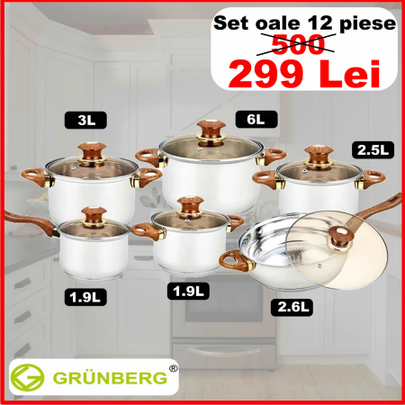 Set 6 oale inox + 6 capace sticla termorezistenta cu baza in 6 straturi [0]