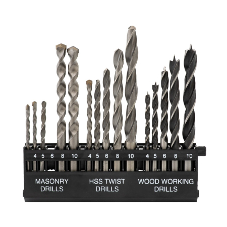 Bormasini cu acumulator - Trusa burghie pentru lemn, piatra si metal 15 buc ROTOR RBM15