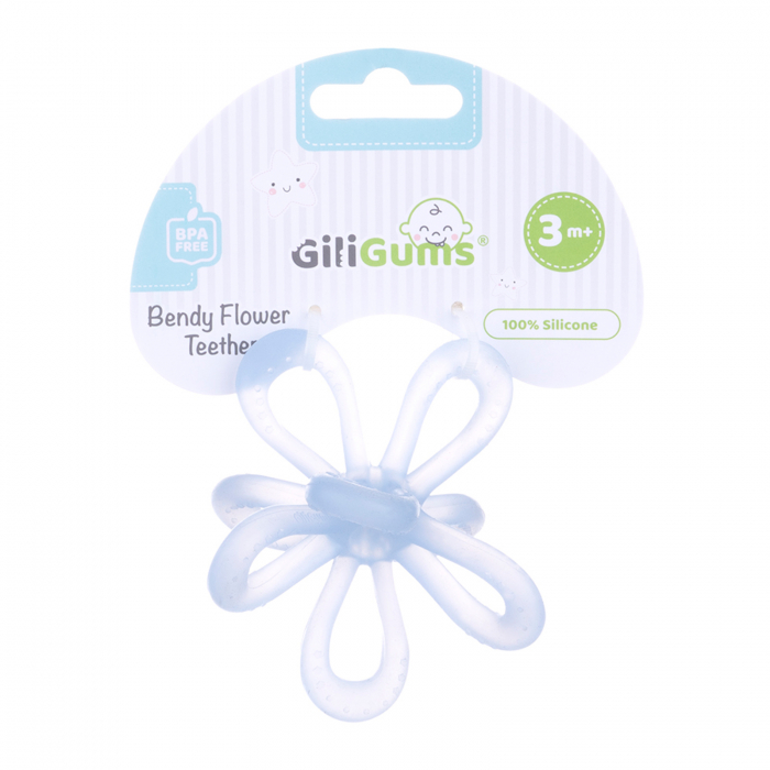 Jucarie pentru dentitie floare buclata 3D, GiliGums®, silicon, 3 luni + [3]