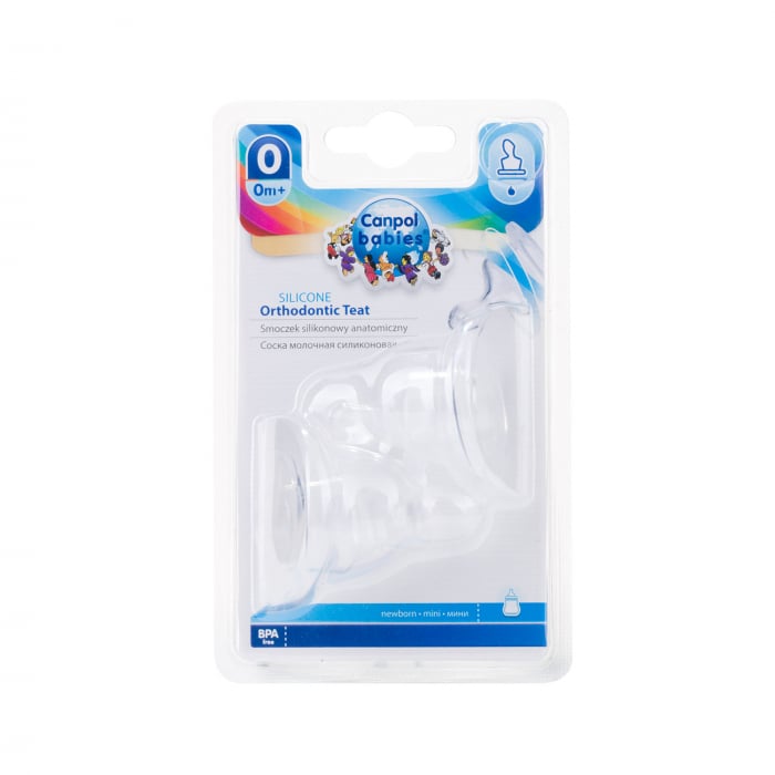 Set 2 tetine ortodontice pentru biberoane cu gat ingust, Canpol Babies®, silicon [1]