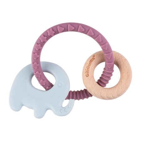 Jucarie pentru dentitie Elefant cu inel de fag, GiliGums®, 0 luni + [0]