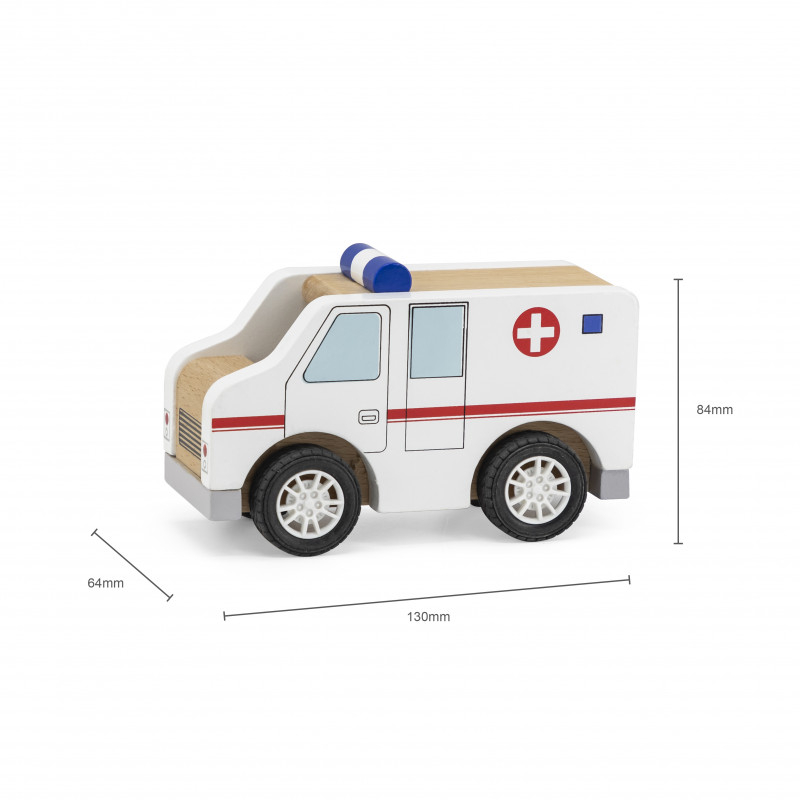 Viga-Ambulanță din Lemn VIGA – Jucărie Montessori pentru Copii, Ideală pentru Joc Imaginativ și Distractiv [2]