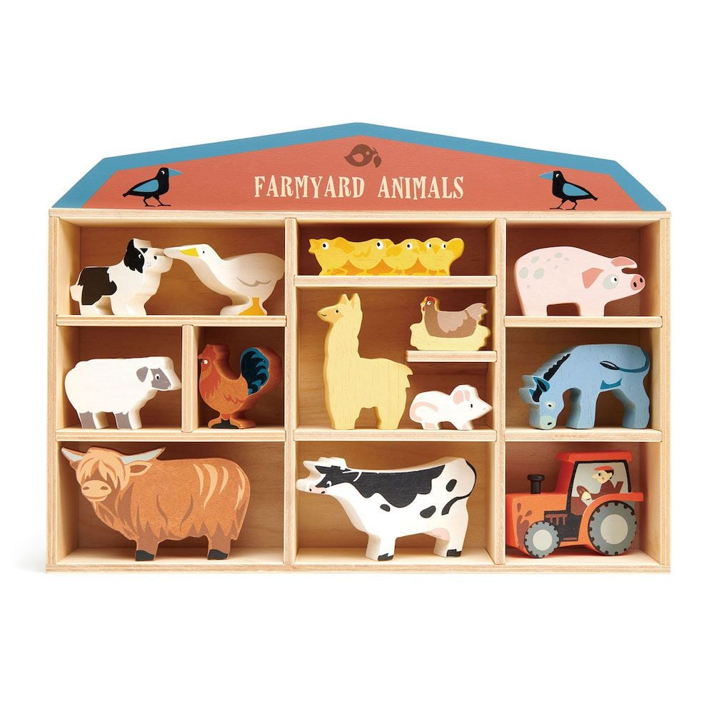 Tender Leaf Toys-Animale domestice, din lemn premium - Stacking Farmyard  - 13 piese - Tender Leaf Toys  [1]