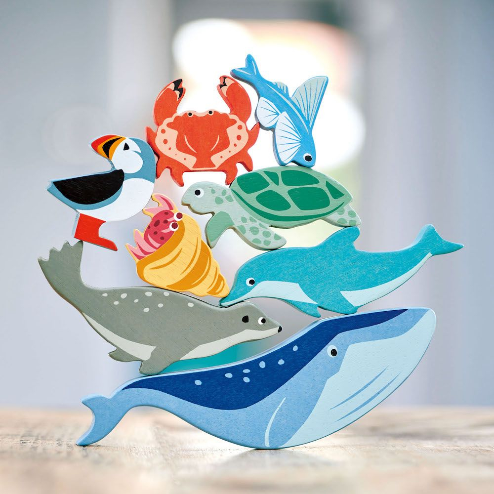 Animalutele apelor pe raft, din lemn premium - Coastal Creatures - 10 piese - Tender Leaf Toys [2]