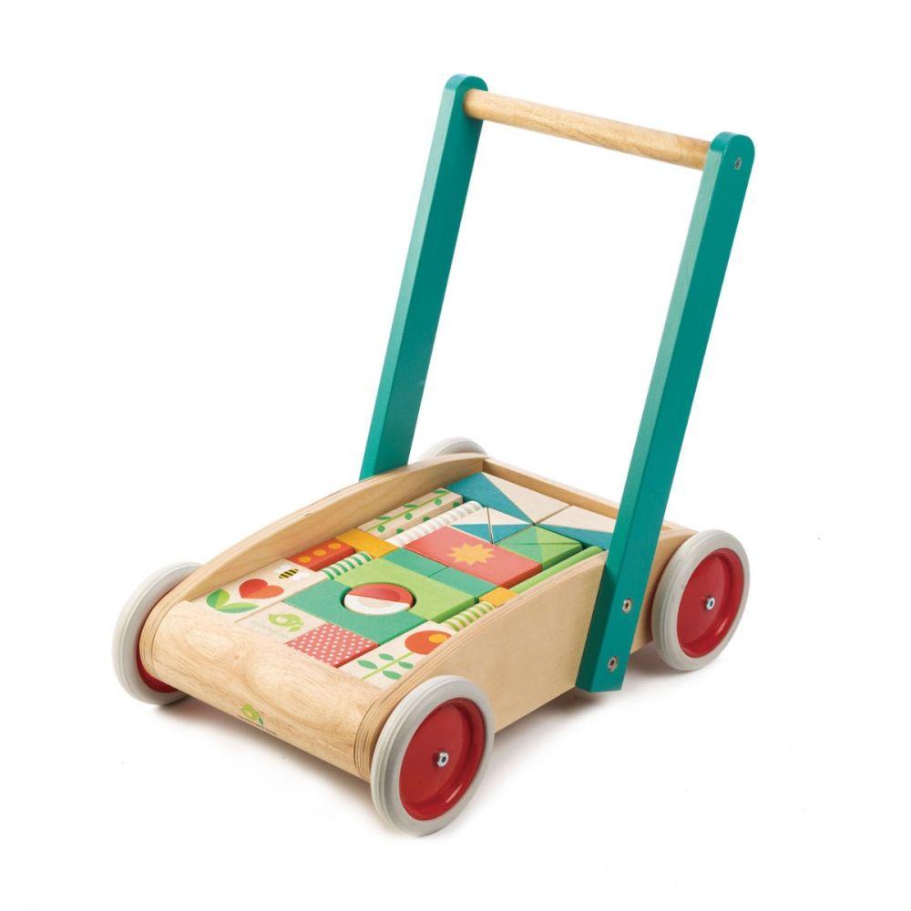 Antemergator cu cuburi, din lemn premium - Baby Block Walker - 29 piese - Tender Leaf Toys [2]