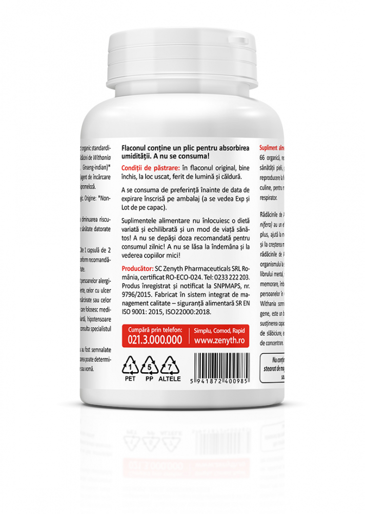 Zenyth-Ashwagandha KSM-66, 60 capsule, stop stres si sindrom burnout, 300 mg capsula, ZENYTH [4]