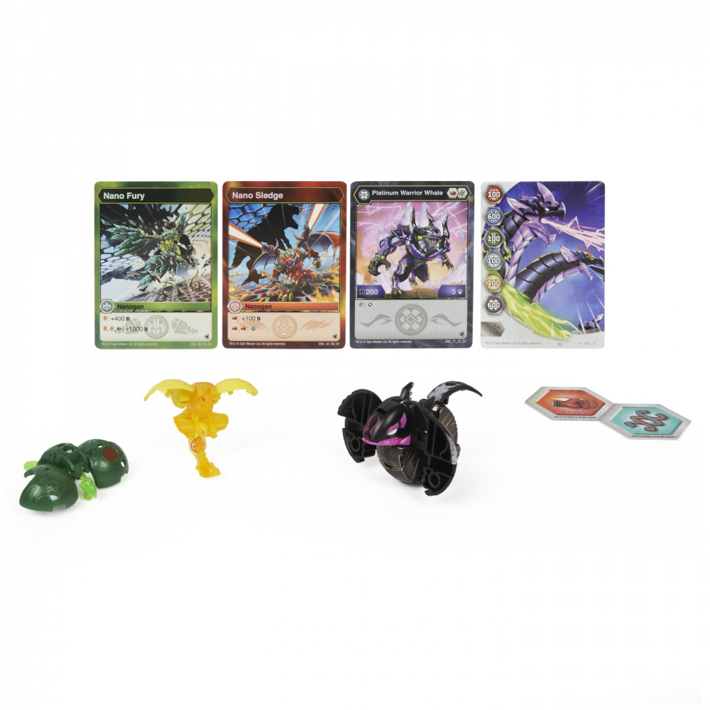 Bakugan Platinum Powerup S4 Warrior Whale Nano Fury Si Nano Sledge [2]