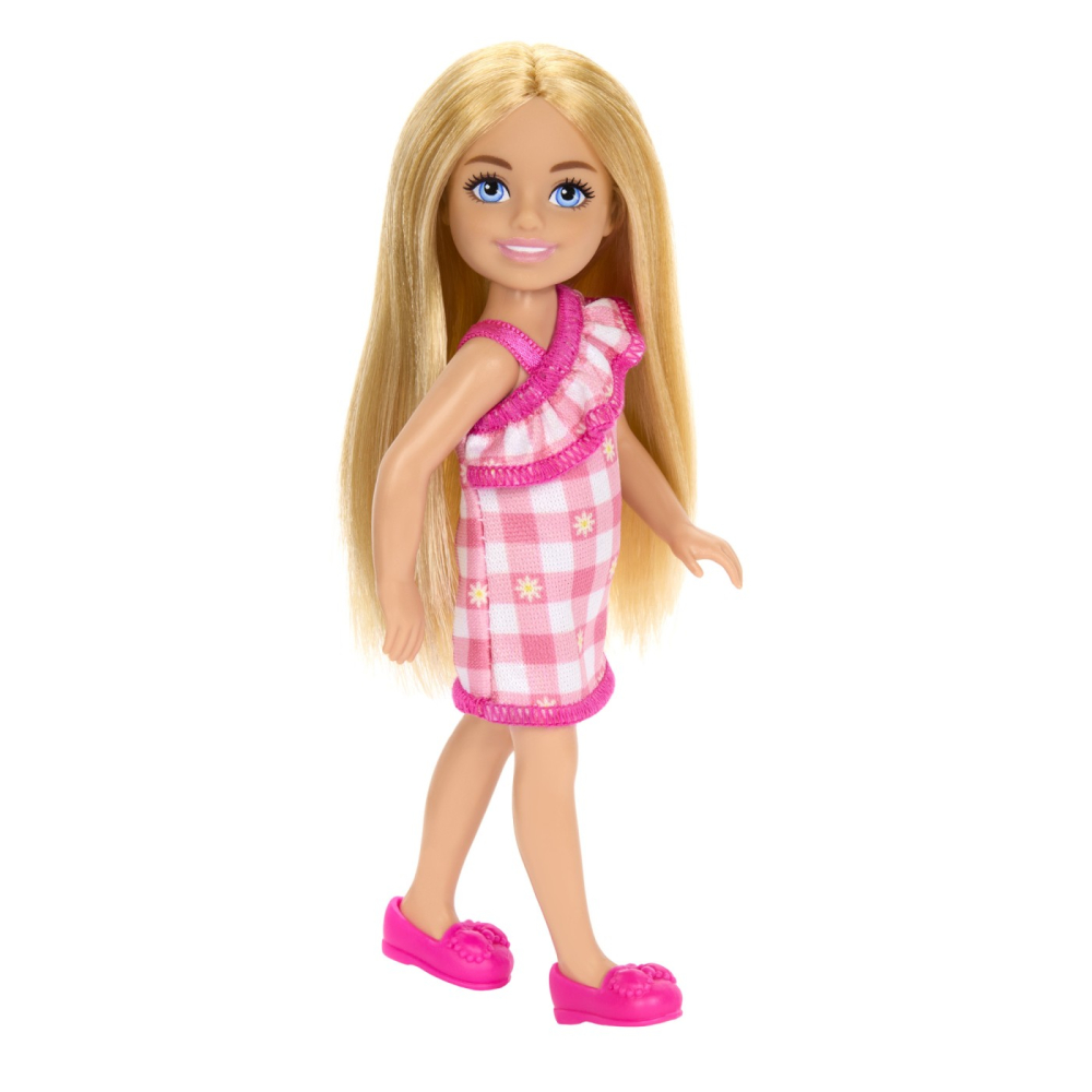 Mattel- Barbie Papusa Chelsea Blonda Cu Rochita Roz In Carouri [3]