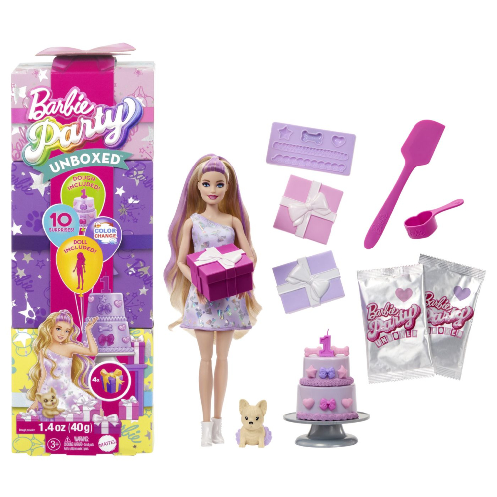 Mattel-Barbie Papusa Party Unboxed Reveal Blonda [6]