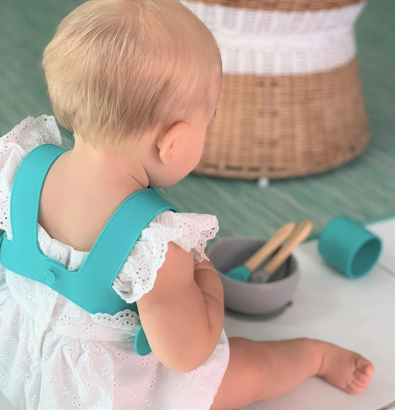 Minikoioi-Baveta Flexi Bib Minikoioi, 100% Premium Silicone  – Aqua Green [4]
