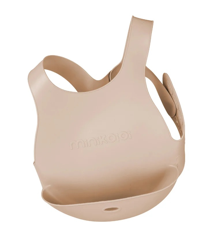 Baveta Flexi Bib Minikoioi, 100% Premium Silicone – Bubble Beige [1]