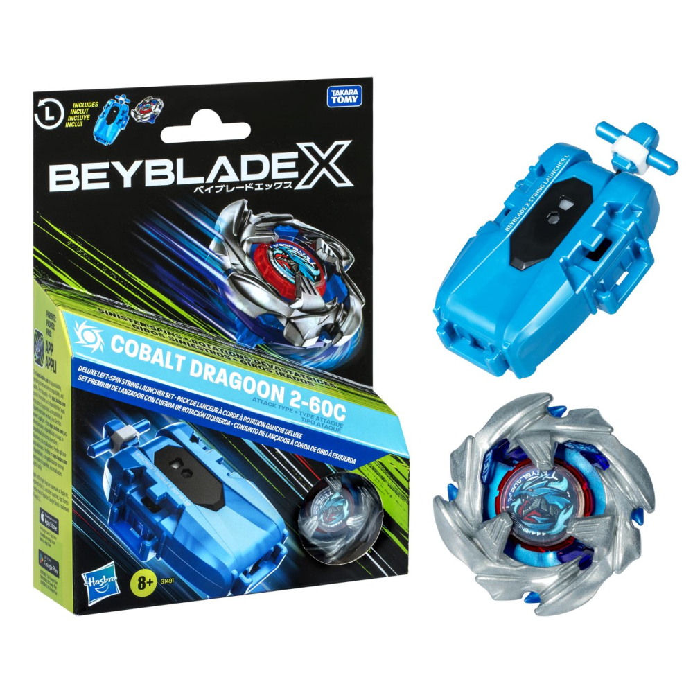 Hasbro-Beyblade X Let It Rip Set Lansator Si Roata Cobalt Dragoon 2-60C [2]