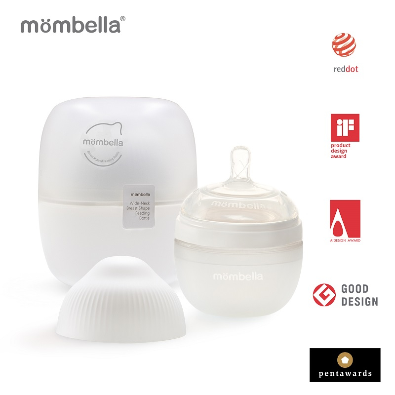 Biberon Anticolici Mombella Breast-Like, 120ml, Tetina S flux lent, 100% Silicon, Ivory [1]