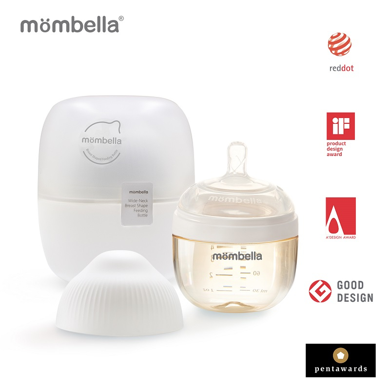 Mombella-Biberon Anticolici Mombella Breast-Like, 120ml, Tetina S flux lent, PPSU, Ivory [1]