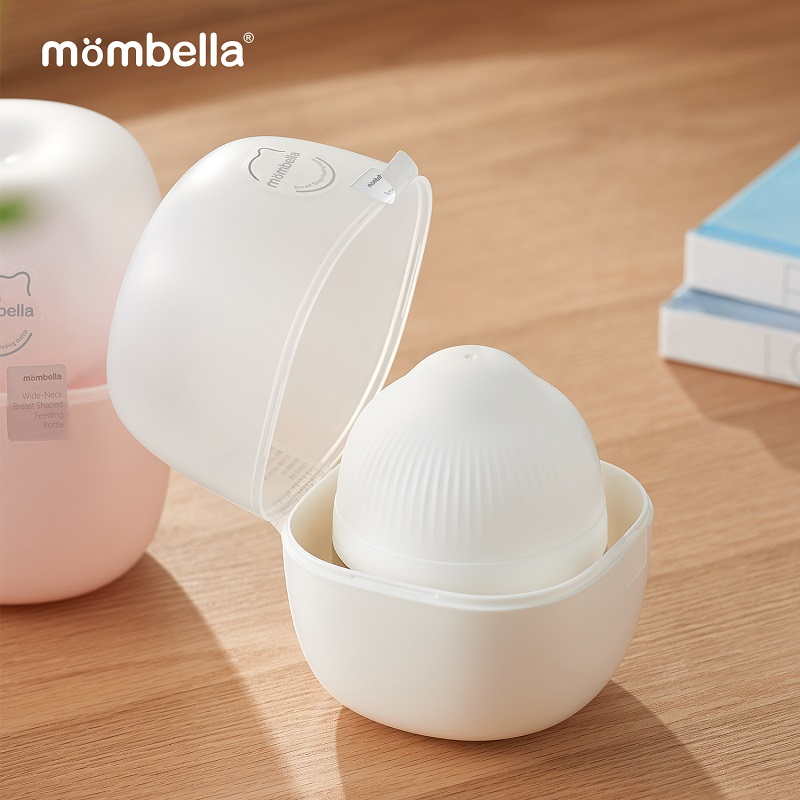 Biberon Anticolici Mombella Breast-Like, 210ml, Tetina M flux mediu, 100% Silicon, Ivory [2]