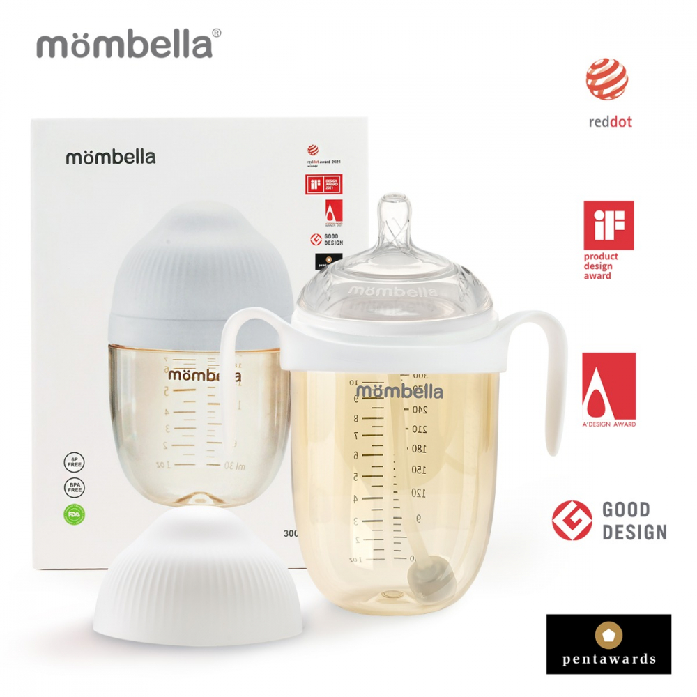 Biberon Anticolici Mombella Breast-Like, 300ml, Tetina 360Ã‚Â° XL Flux Consistent, PPSU, Ivory [1]
