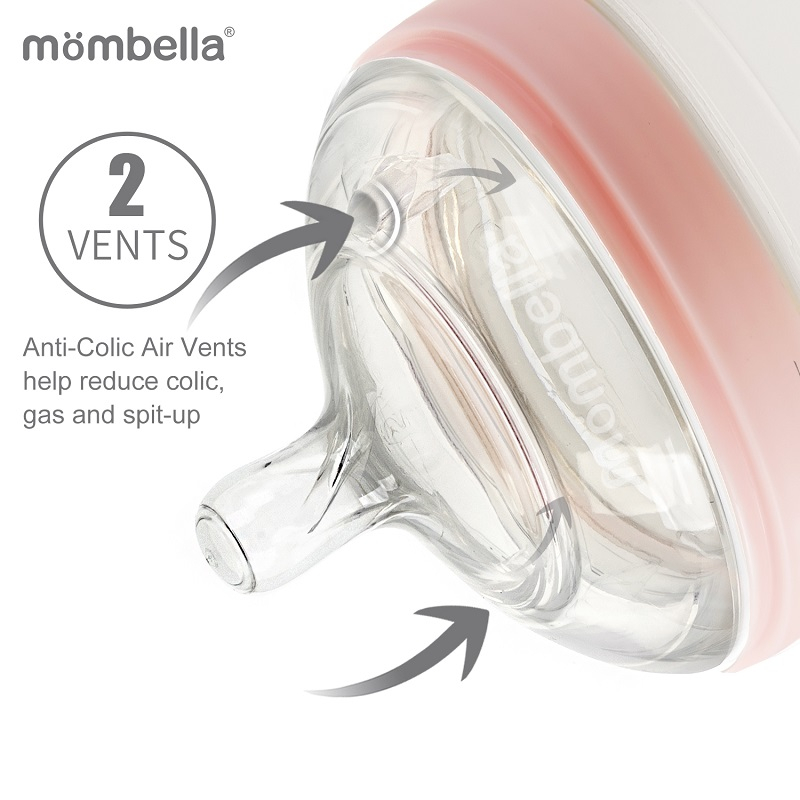 Biberon Anticolici Mombella Breast-Like, 300ml, Tetina 360Ã‚Â° XL Flux Consistent, PPSU, Old Roze [6]