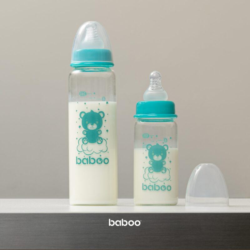 BABOO-Biberon Din Sticla Anticolici Baboo - Gat Stramt, 240 ml, 3 luni+ [4]
