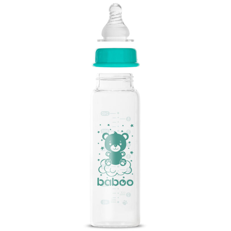 BABOO-Biberon Din Sticla Anticolici Baboo - Gat Stramt, 240 ml, 3 luni+ [2]