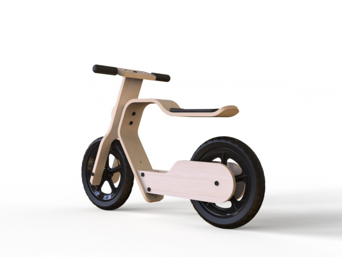 MamaToyz Bicicleta din lemn natural fara pedale RideMe MamaToyz [2]