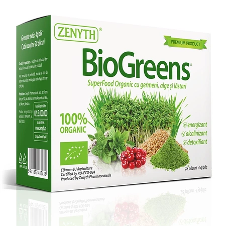 BioGreens SuperFood Organic cu germeni, alge si lastari, 28 plicuri, Zenyth [1]