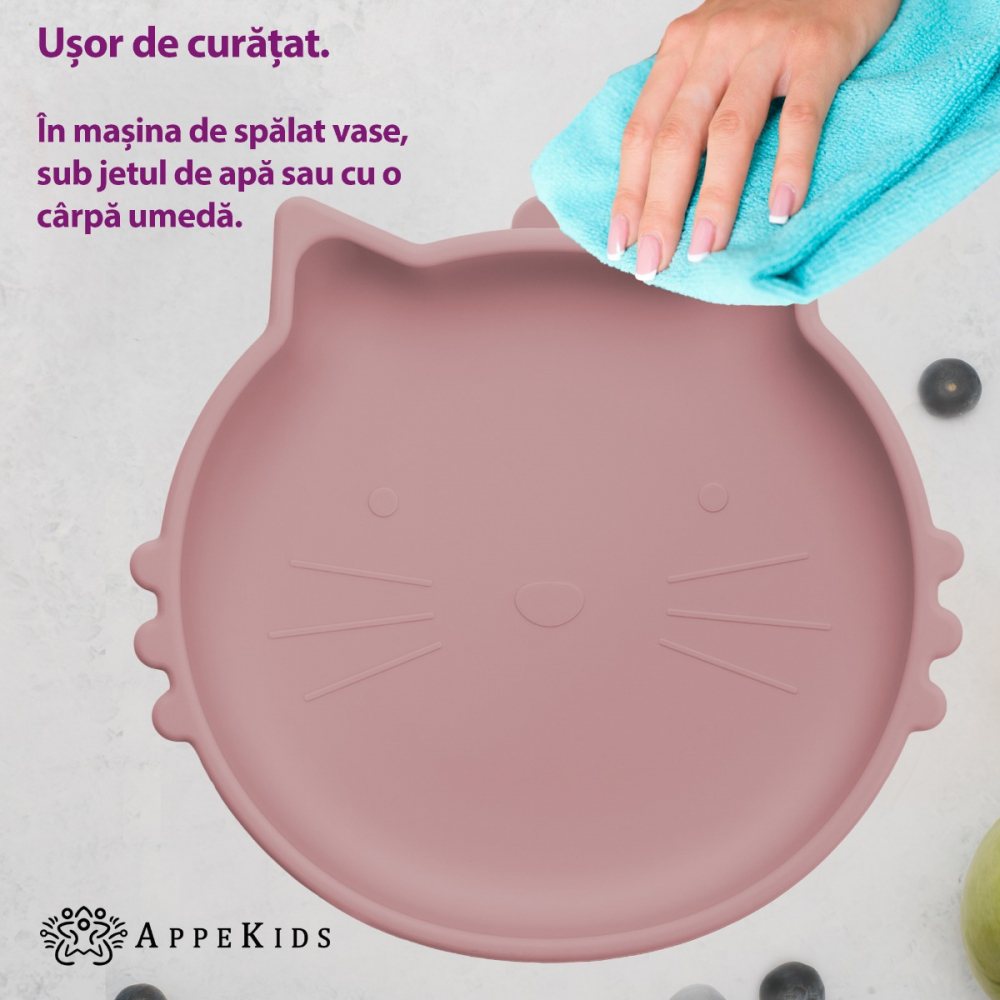 APPEKIDS-Bol din silicon, AppeKids, Kitty II - Old Rose [4]