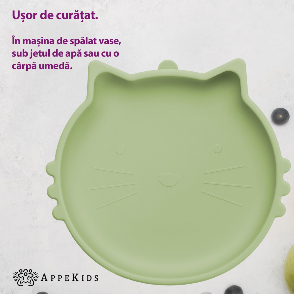 Bol din silicon, AppeKids, Kitty II - Raw Green [4]