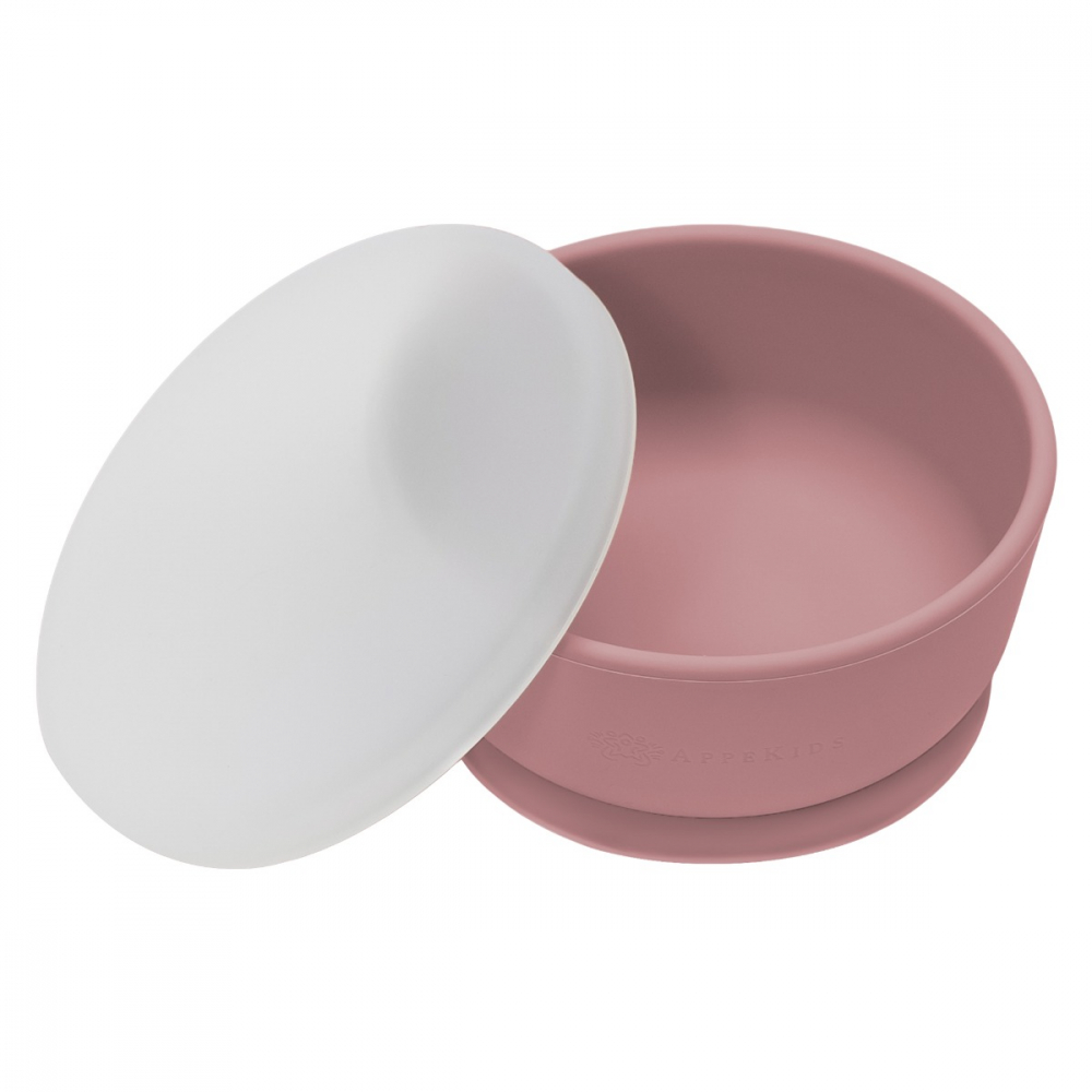 APPEKIDS-Bol din silicon cu ventuza si capac, AppeKids - Old Rose [1]