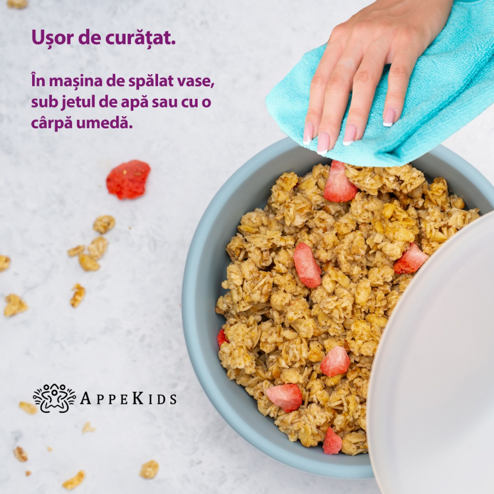 Bol din silicon cu ventuza si capac, AppeKids - Raw Green [4]